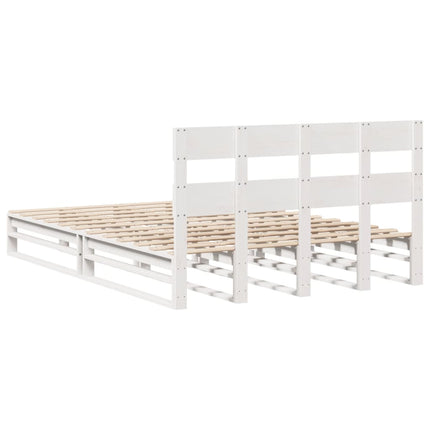 Letto senza Materasso Bianco 120x190 cm Legno Massello di Pino