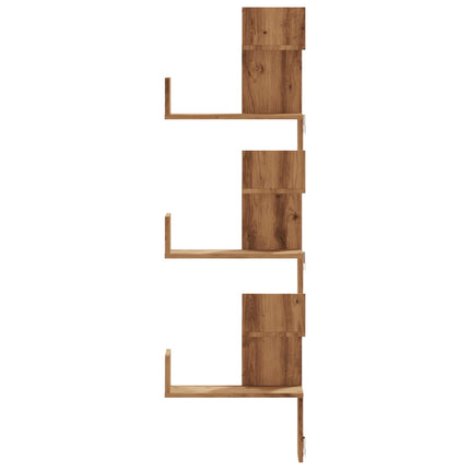 Scaffale Angolare Muro Rovere Artigianale 45x45x147 cm Legno