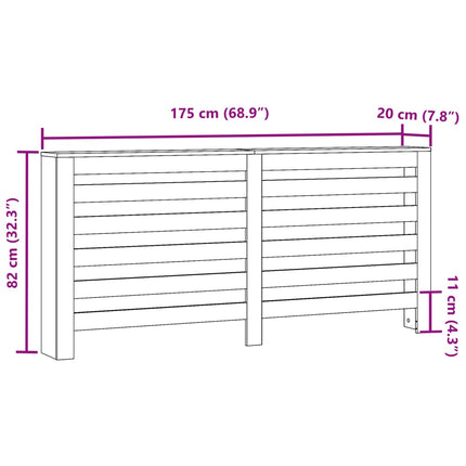 Copertura Termosifone Legno Antico 175x20x82 cm in Multistrato