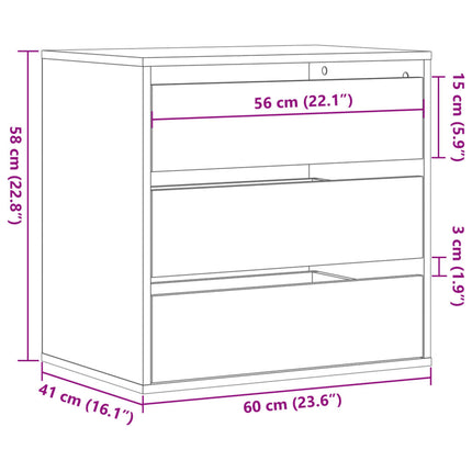 Cassettiera Angolare Legno Antico 60x41x58 cm Legno Multistrato