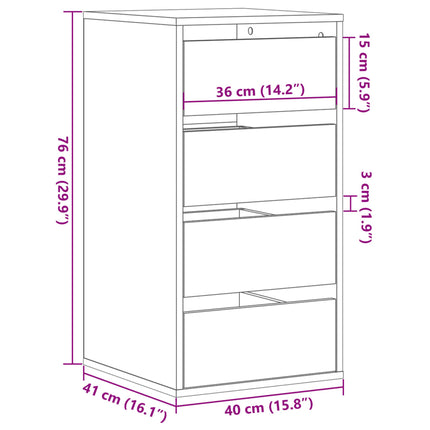 Cassettiera Angolare Rovere Sonoma 40x41x76cm Legno Multistrato