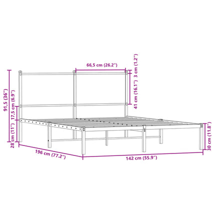 Giroletto senza Materaso in Metallo Rovere Fumo 137x190 cm