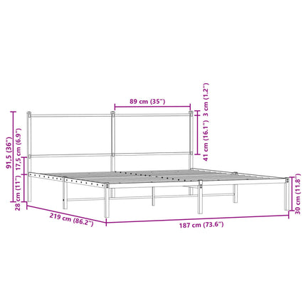 Giroletto senza Materaso in Metallo Rovere Sonoma 183x213 cm