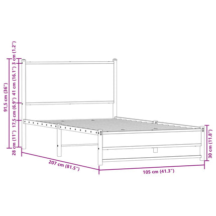 Giroletto senza Materaso in Metallo Rovere Fumo 100x200 cm