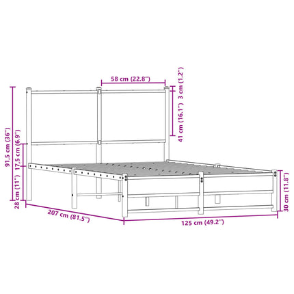 Giroletto senza Materaso in Metallo Rovere Fumo 120x200 cm