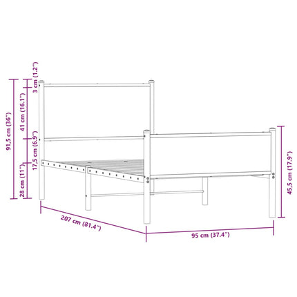 Giroletto senza Materaso in Metallo Rovere Fumo 90x200 cm