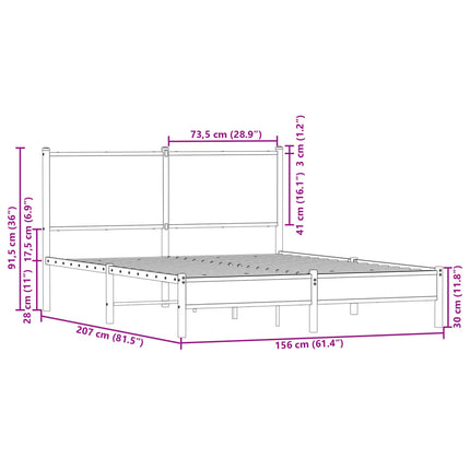 Giroletto senza Materaso in Metallo Rovere Marrone 150x200 cm