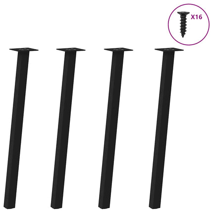 Gambe per Tavolino 4 pz Nero 72 cm in Acciaio