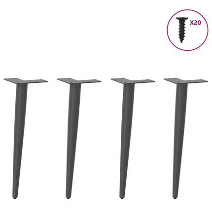 Gambe Tavolino CaffÃƒÂ¨ Forma Conica 4pz Antracite 42-43cm Acciaio