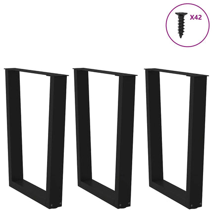 Gambe per Tavolo da Pranzo a V 3 pz Nero 70x(72-73,3)cm Acciaio