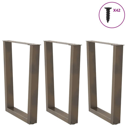 Gambe per Tavolo Pranzo a V 3pz Naturale 70x(72-73,3)cm Acciaio