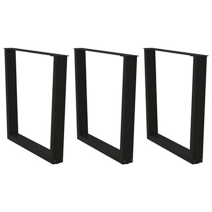 Gambe per Tavolo da Pranzo a V 3 pz Nero 80x(72-73,3)cm Acciaio