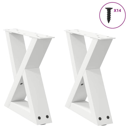 Gambe per Tavolino 2 pz Bianco 30x(30-31,3) cm in Acciaio