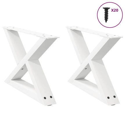 Gambe per Tavolino 2 pz Bianco 50x(30-31,3) cm in Acciaio