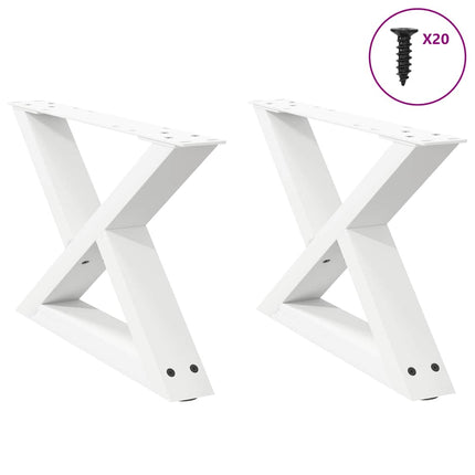 Gambe per Tavolino 2 pz Bianco 60x(30-31,3) cm in Acciaio