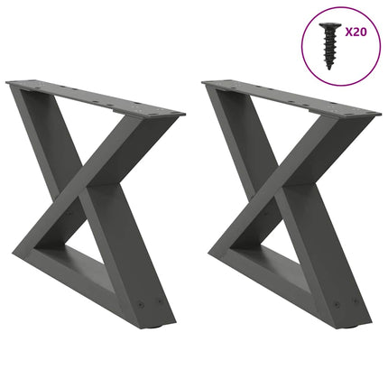 Gambe per Tavolino 2 pz Antracite 60x(30-31,3) cm in Acciaio