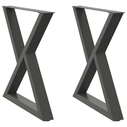 Gambe per Tavolo da Pranzo 2pz Antracite 70x(72-73,3)cm Acciaio