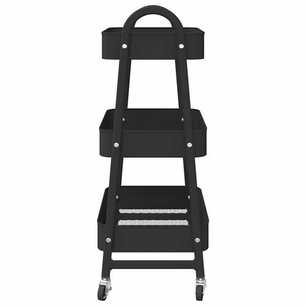 Carrello Portaoggetti a 3 Ripiani Nero 42x41,5x77 cm in Acciaio