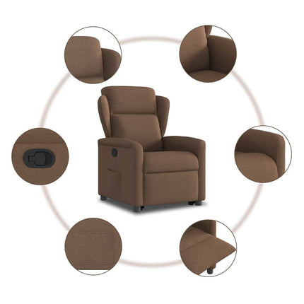 Poltrona Alzapersona Reclinabile Marrone in Tessuto