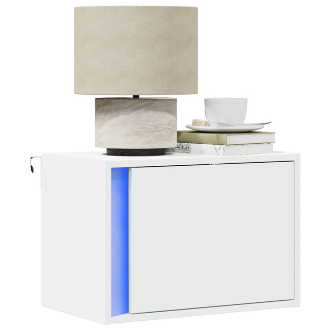 Comodino a Parete con Luci LED Bianco