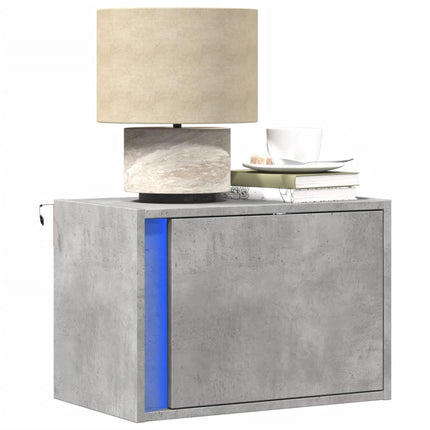 Comodino a Parete con Luci LED Grigio Cemento