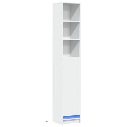 Credenza con LED Bianca 36x32,5x200 cm in Legno Multistrato