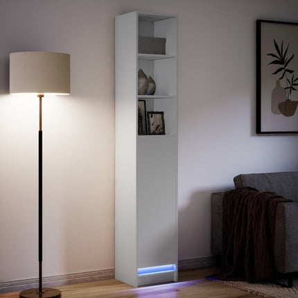 Credenza con LED Bianca 36x32,5x200 cm in Legno Multistrato