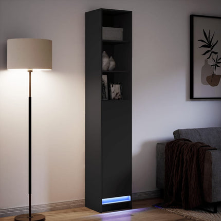 Credenza con LED Nera 36x32,5x200 cm in Legno Multistrato