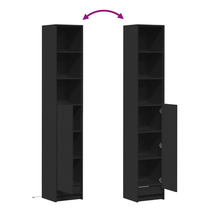 Credenza con LED Nera 36x32,5x200 cm in Legno Multistrato