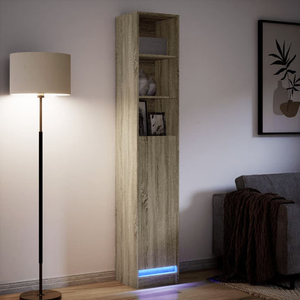 Credenza con LED Rovere Sonoma 36x32,5x200 cm Legno Multistrato