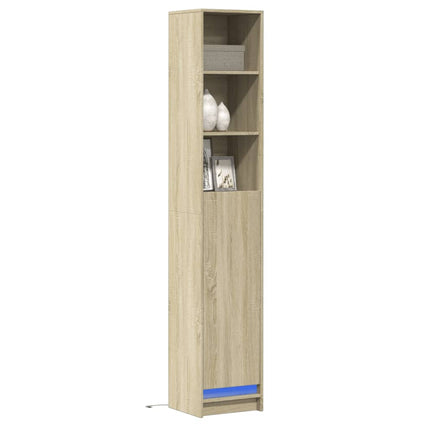 Credenza con LED Rovere Sonoma 36x32,5x200 cm Legno Multistrato