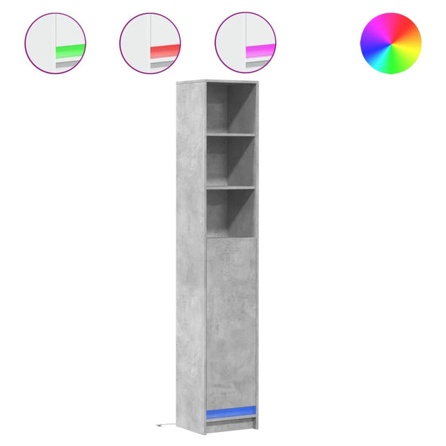 Credenza con LED Grigio Cemento 36x32,5x200cm Legno Multistrato