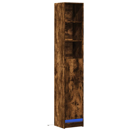 Credenza con LED Rovere Fumo 36x32,5x200cm in Legno Multistrato