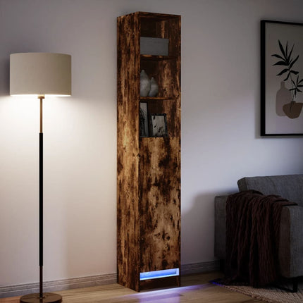 Credenza con LED Rovere Fumo 36x32,5x200cm in Legno Multistrato