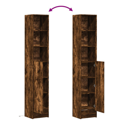 Credenza con LED Rovere Fumo 36x32,5x200cm in Legno Multistrato