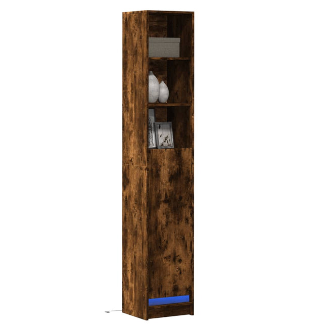 Credenza con LED Rovere Fumo 36x32,5x200cm in Legno Multistrato