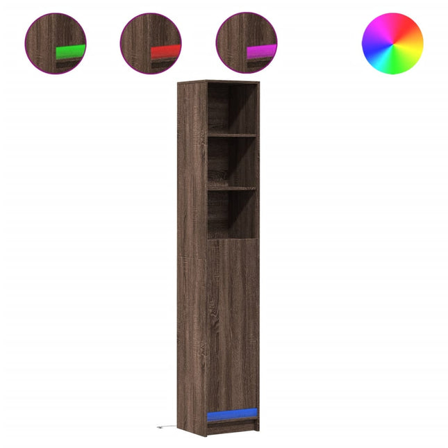 Credenza con LED Rovere Marrone 36x32,5x200cm Legno Multistrato