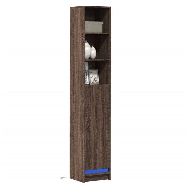 Credenza con LED Rovere Marrone 36x32,5x200cm Legno Multistrato
