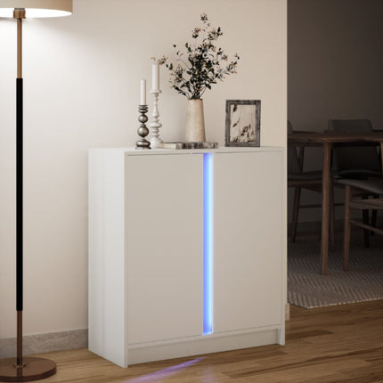 Credenza con LED Bianca 77x34x85 cm in Legno Multistrato