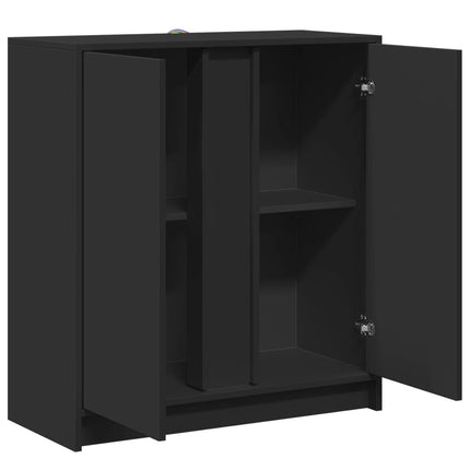 Credenza con LED Nera 77x34x85 cm in Legno Multistrato