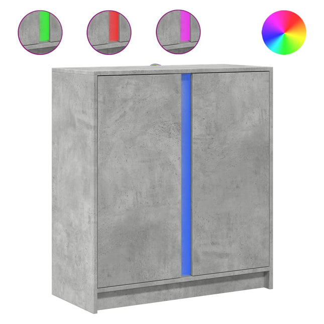 Credenza con LED Grigio Cemento 77x34x85 cm Legno Multistrato
