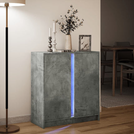 Credenza con LED Grigio Cemento 77x34x85 cm Legno Multistrato