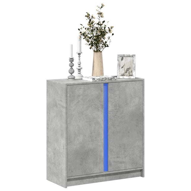 Credenza con LED Grigio Cemento 77x34x85 cm Legno Multistrato