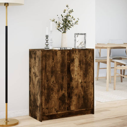 Credenza con LED Rovere Fumo 77x34x85 cm in Legno Multistrato