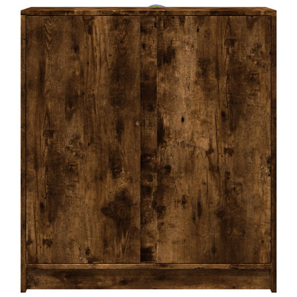 Credenza con LED Rovere Fumo 77x34x85 cm in Legno Multistrato