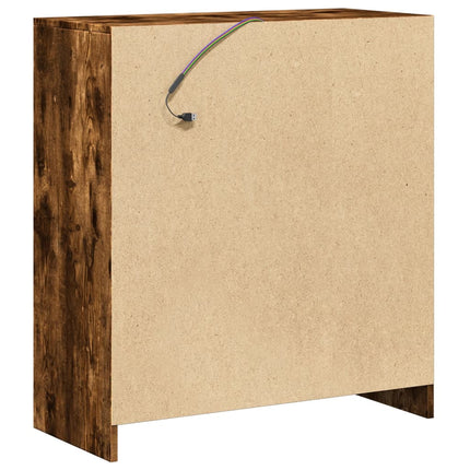 Credenza con LED Rovere Fumo 77x34x85 cm in Legno Multistrato