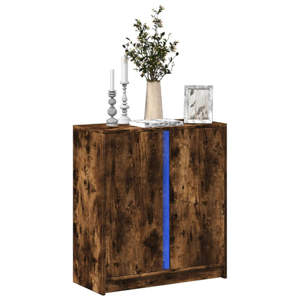 Credenza con LED Rovere Fumo 77x34x85 cm in Legno Multistrato
