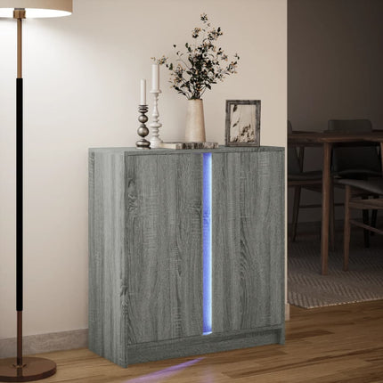Credenza con LED Grigio Sonoma 77x34x85 cm in Legno Multistrato