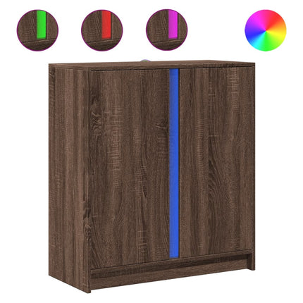 Credenza con LED Rovere Marrone 77x34x85 cm Legno Multistrato