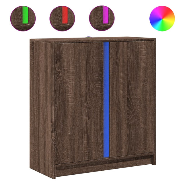 Credenza con LED Rovere Marrone 77x34x85 cm Legno Multistrato